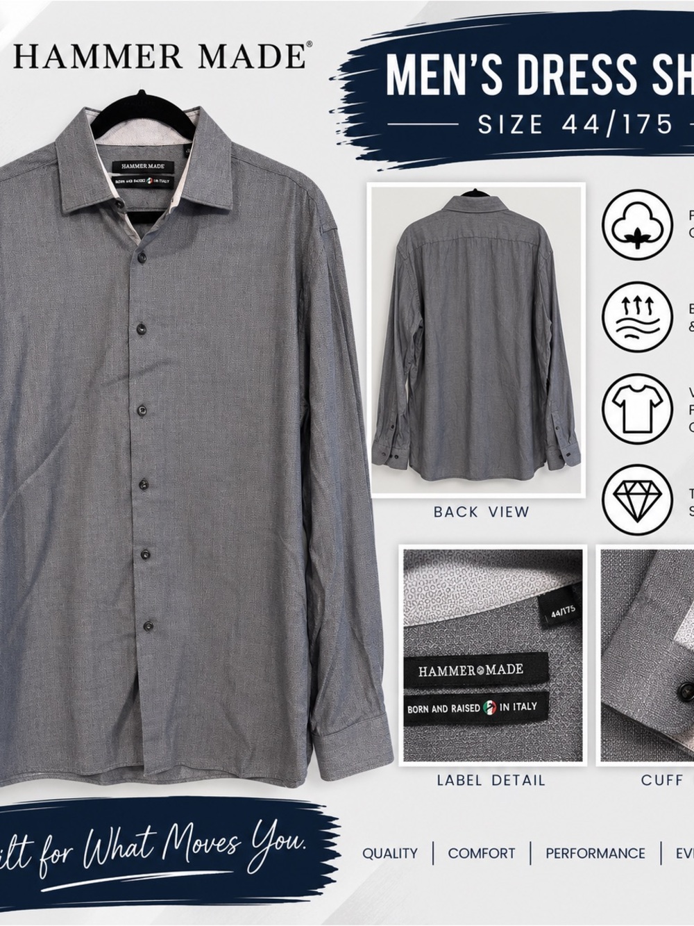 Hammer Made Men’s Dress Shirt - Gray